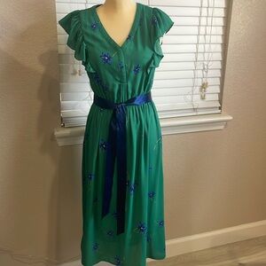 DR2 green dress with purple flowers